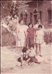 Musrara friends take a photo with a tourist in Ha'Ayin Chet St., Musrara 1965